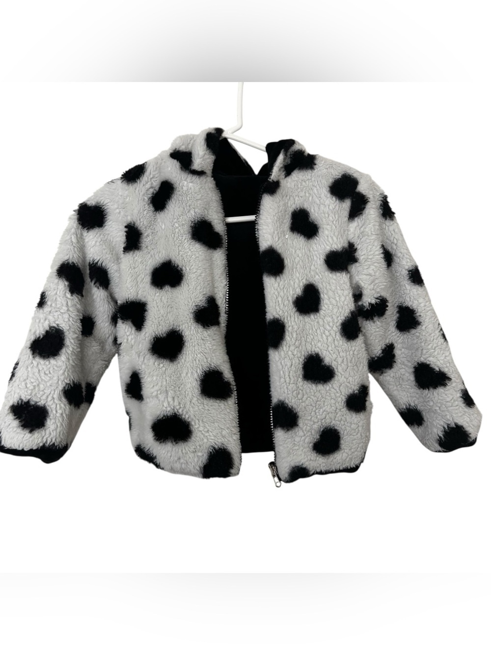 3/$15 Kids Faux Sherpa Zip reversible Jacket in Black & White/solid black size 5